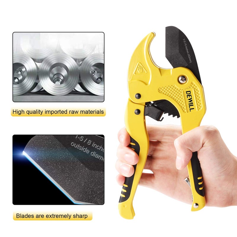 DEWILL Ratchet-type Pipe and PVC Cutter, One-hand Fast Pipe Cutting Tool, for Cutting1-5/8 inch PVC PPR Plastic Hoses and Pipe, Suitable for Home Working and Plumber - Image 4